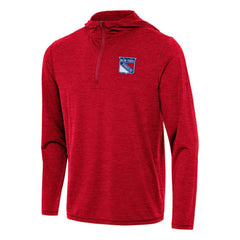 New York Rangers Antigua Tidy Quarter-Zip Hoodie - Heather Red Hoodies