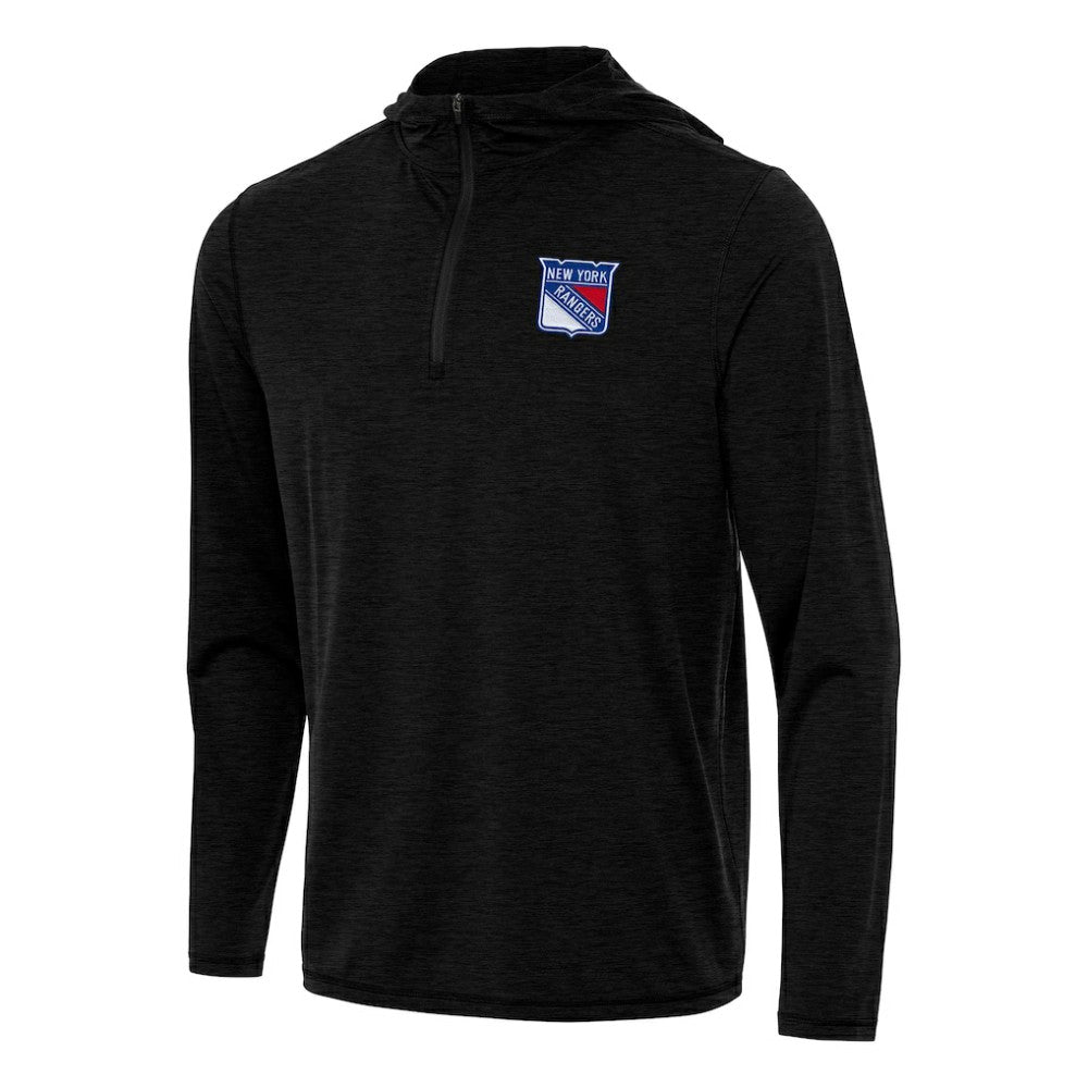 New York Rangers Antigua Tidy Quarter-Zip Hoodie - Heather Black Hoodies
