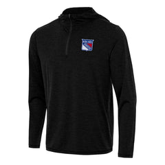 New York Rangers Antigua Tidy Quarter-Zip Hoodie - Heather Black Hoodies