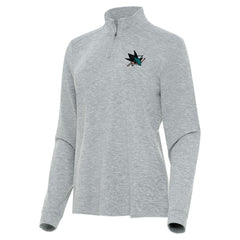San Jose Sharks Antigua Women's Mentor Quarter-Zip Mock Long Sleeve Top - Heather Gray Tops