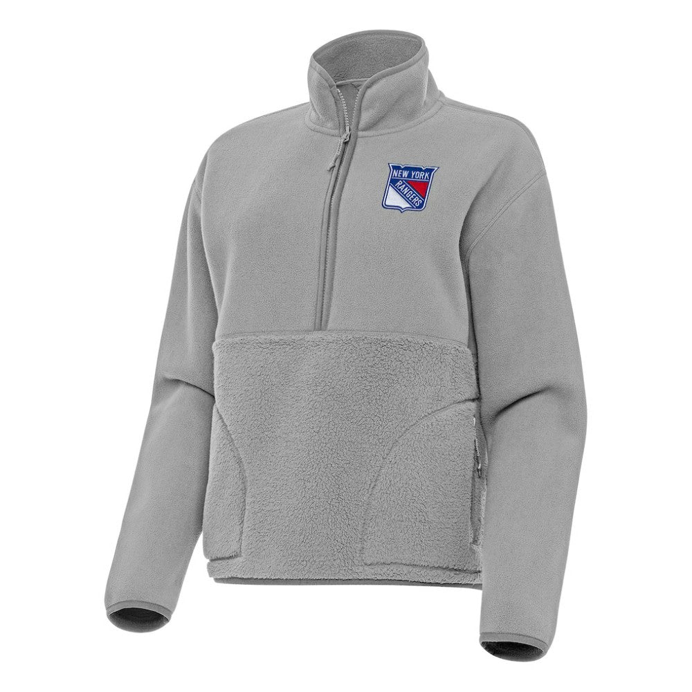 New York Rangers Antigua Women's Figure Half-Zip Pullover Sweatshirt - Gray Sweatshirts