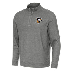 Pittsburgh Penguins Antigua Subtle Quarter-Zip Sweatshirt - Heather Black Sweatshirts