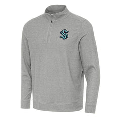 Seattle Kraken Antigua Subtle Quarter-Zip Sweatshirt - Heather Gray Sweatshirts