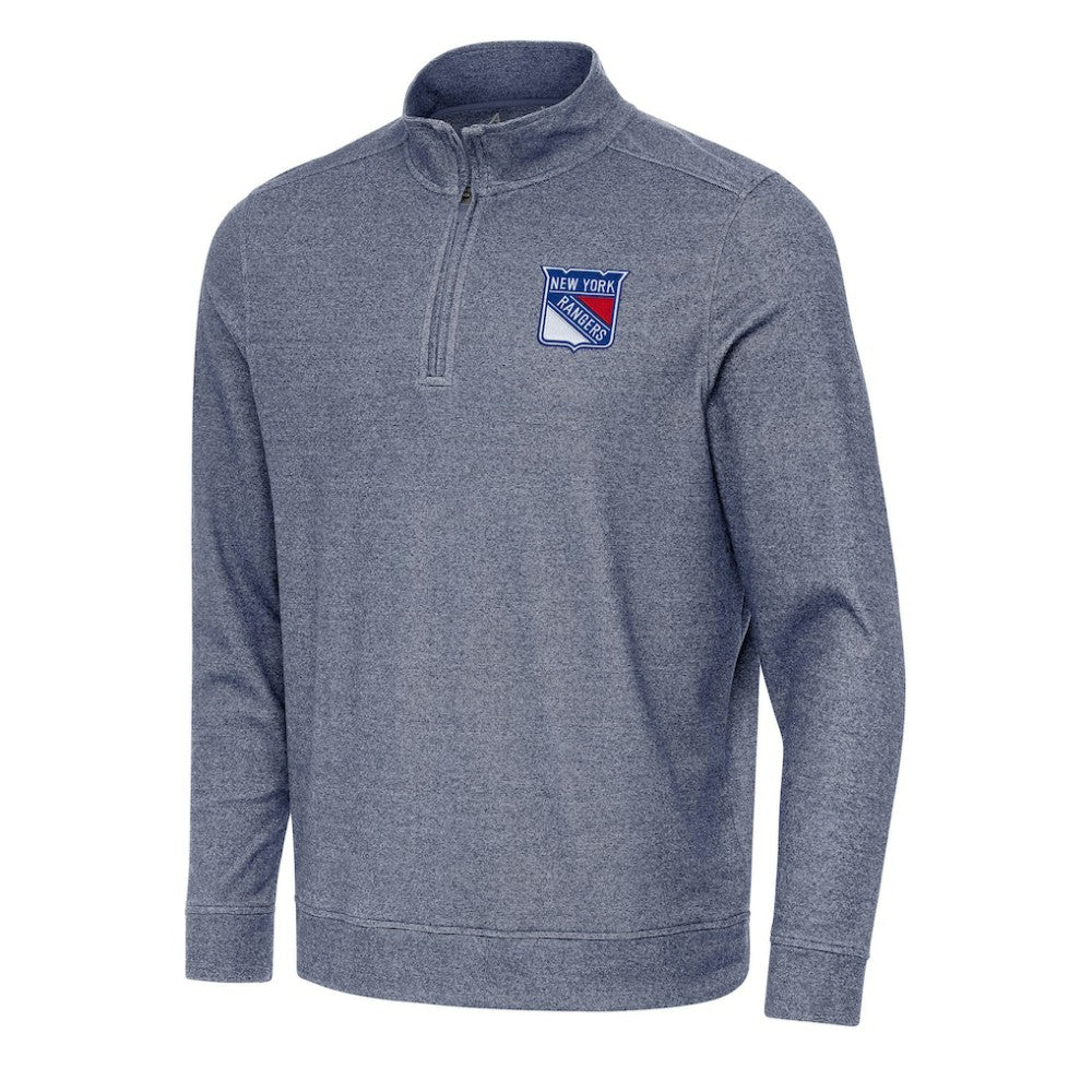 New York Rangers Antigua Subtle Quarter-Zip Sweatshirt - Heather Navy Sweatshirts