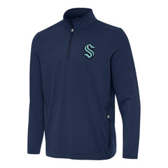 Seattle Kraken Antigua Perilous Quarter-Zip Sweatshirt - Navy Sweatshirts
