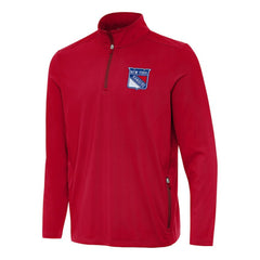 New York Rangers Antigua Perilous Quarter-Zip Sweatshirt - Red Sweatshirts