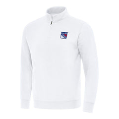 New York Rangers Antigua Victory Quarter-Zip Mock Sweatshirt - White Sweatshirts