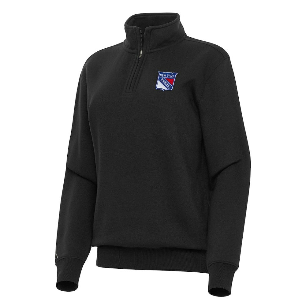 New York Rangers Antigua Women's Victory Quarter-Zip Sweatshirt - Black Sweatshirts