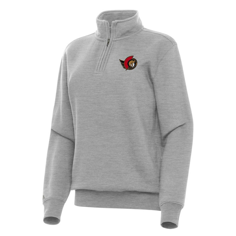 Ottawa Senators Antigua Women's Victory Quarter-Zip Sweatshirt - Heather Gray Sweatshirts