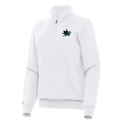 San Jose Sharks Antigua Women's Victory Quarter-Zip Sweatshirt - White Sweatshirts