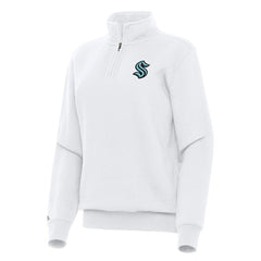 Seattle Kraken Antigua Women's Victory Quarter-Zip Sweatshirt - White Sweatshirts