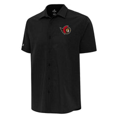 Ottawa Senators Antigua Activate Woven Short Sleeve Button-Up Shirt - Black