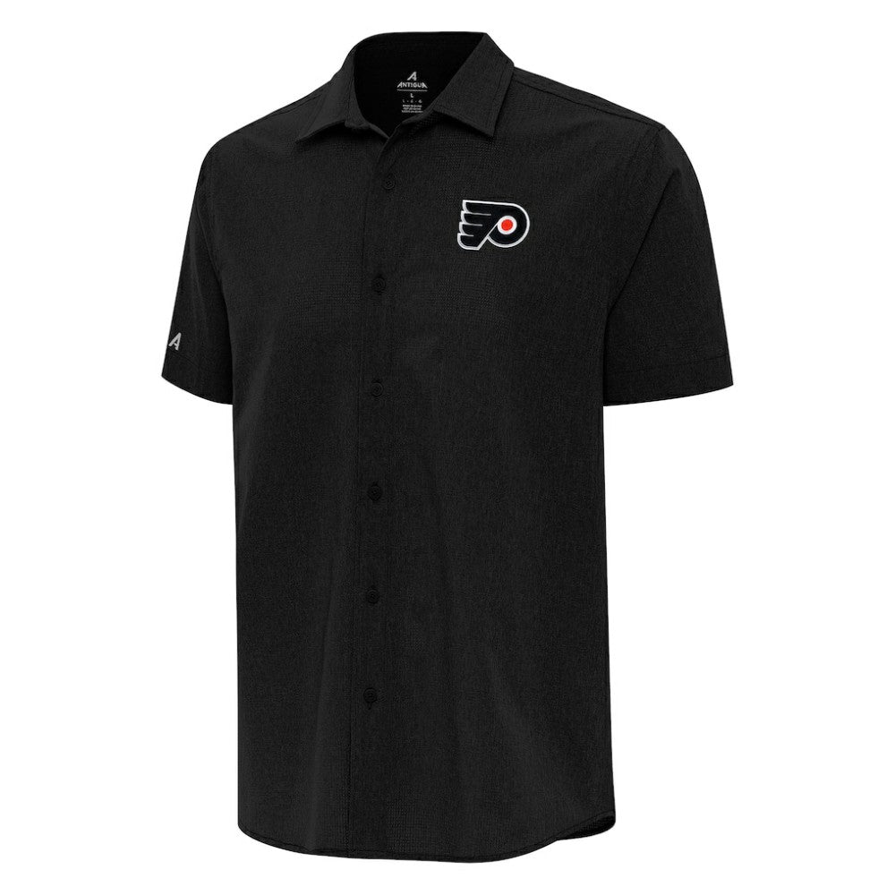 Philadelphia Flyers Antigua Activate Woven Short Sleeve Button-Up Shirt - Black