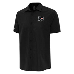 Philadelphia Flyers Antigua Activate Woven Short Sleeve Button-Up Shirt - Black