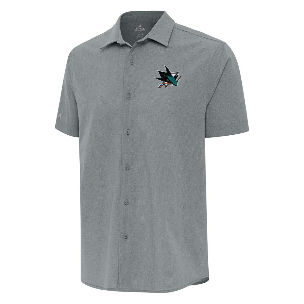 San Jose Sharks Antigua Activate Woven Short Sleeve Button-Up Shirt - Gray
