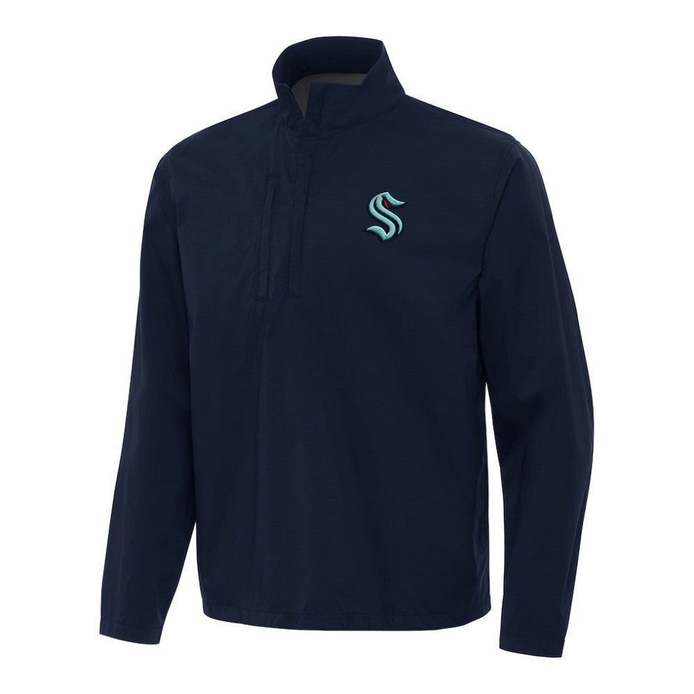 Seattle Kraken Antigua Brisk Quarter-Zip Windbreaker - Navy