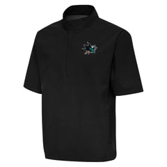 San Jose Sharks Antigua Brisk Quarter-Zip Windbreaker - Black