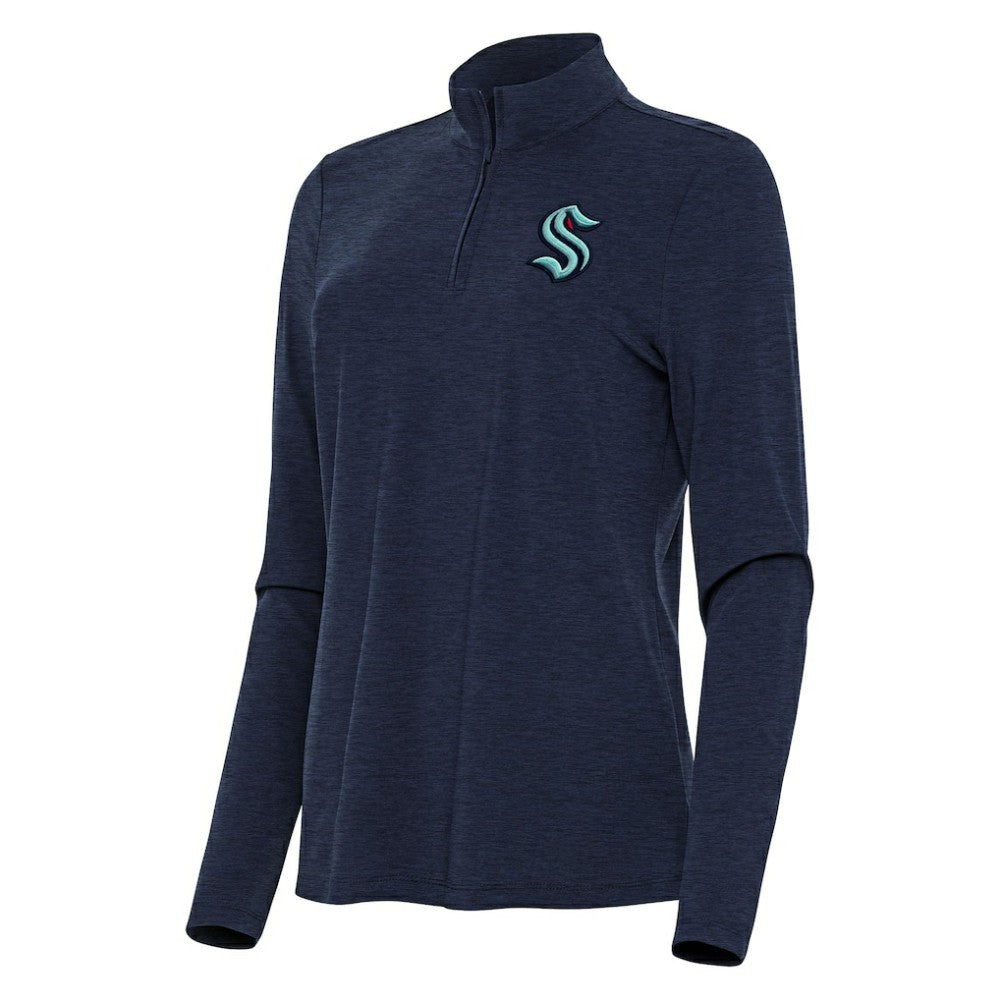 Seattle Kraken Antigua Women's Bright Quarter-Zip Top - Heather Navy Tops
