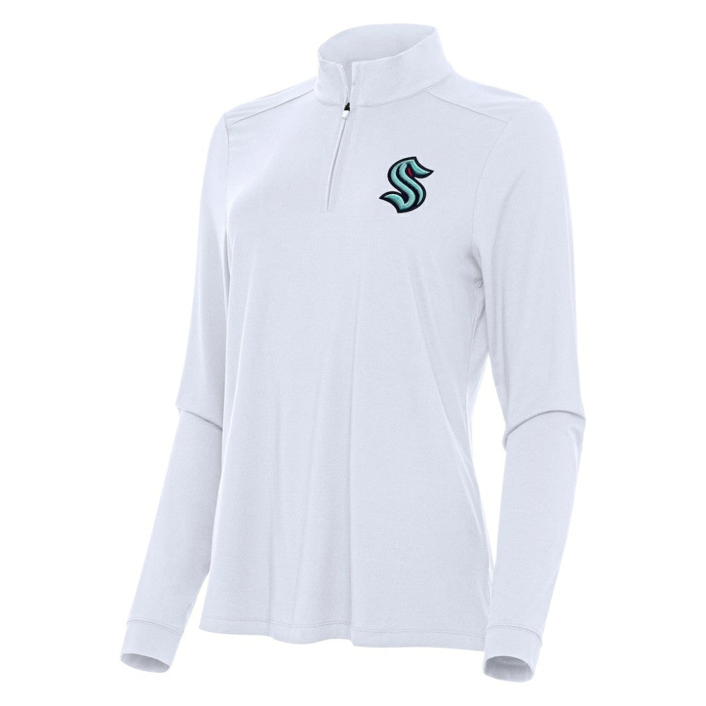 Seattle Kraken Antigua Women's Intent Quarter-Zip Top - White Tops