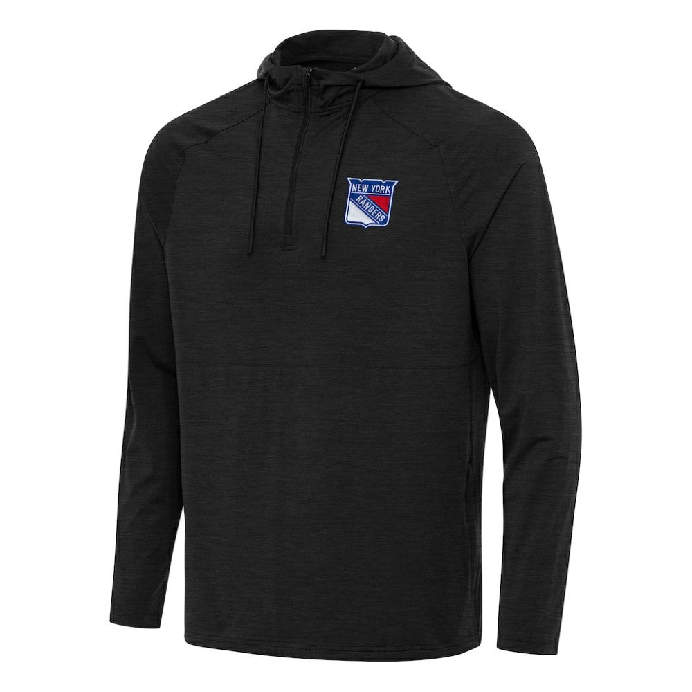 New York Rangers Antigua Spikes Quarter-Zip Hoodie - Heather Black Hoodies