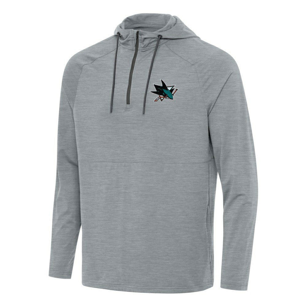 San Jose Sharks Antigua Spikes Quarter-Zip Hoodie - Heather Gray Hoodies