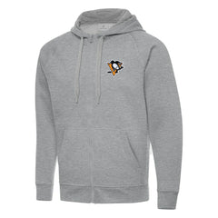 Pittsburgh Penguins Antigua Big & Tall Victory Full-Zip Hoodie - Heather Gray Hoodies