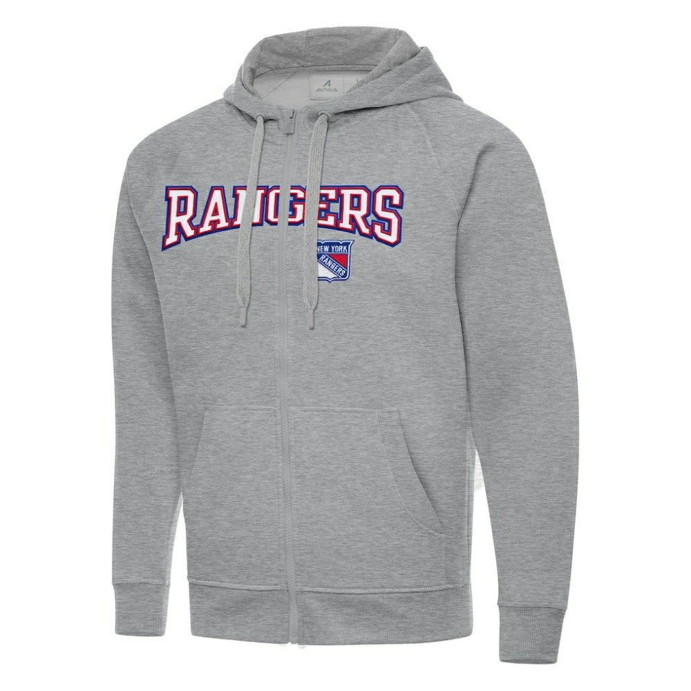 New York Rangers Antigua Big & Tall Victory Full-Zip Hoodie - Heather Gray Hoodies