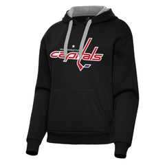 Washington Capitals Antigua Women's Victory Pullover Hoodie - Black Hoodies