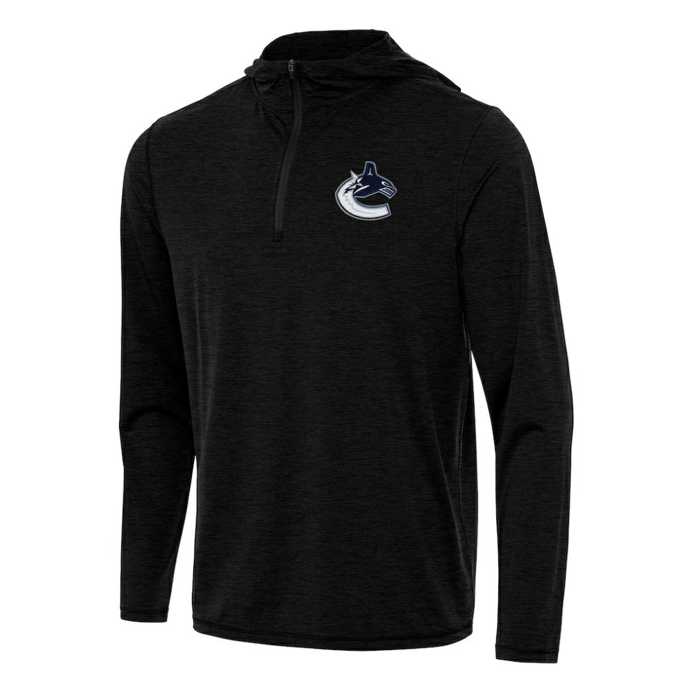 Vancouver Canucks Antigua Tidy Quarter-Zip Hoodie - Heather Black Hoodies