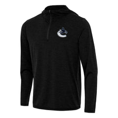 Vancouver Canucks Antigua Tidy Quarter-Zip Hoodie - Heather Black Hoodies