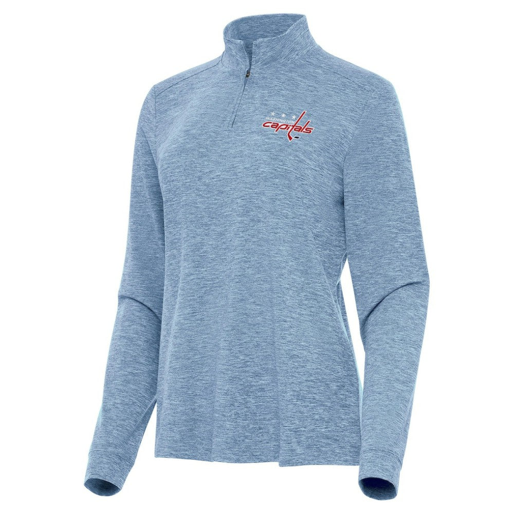 Washington Capitals Antigua Women's Mentor Quarter-Zip Mock Long Sleeve Top - Heather Aqua Tops