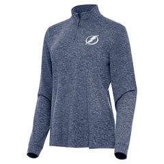 Tampa Bay Lightning Antigua Women's Mentor Quarter-Zip Mock Long Sleeve Top - Heather Navy Tops