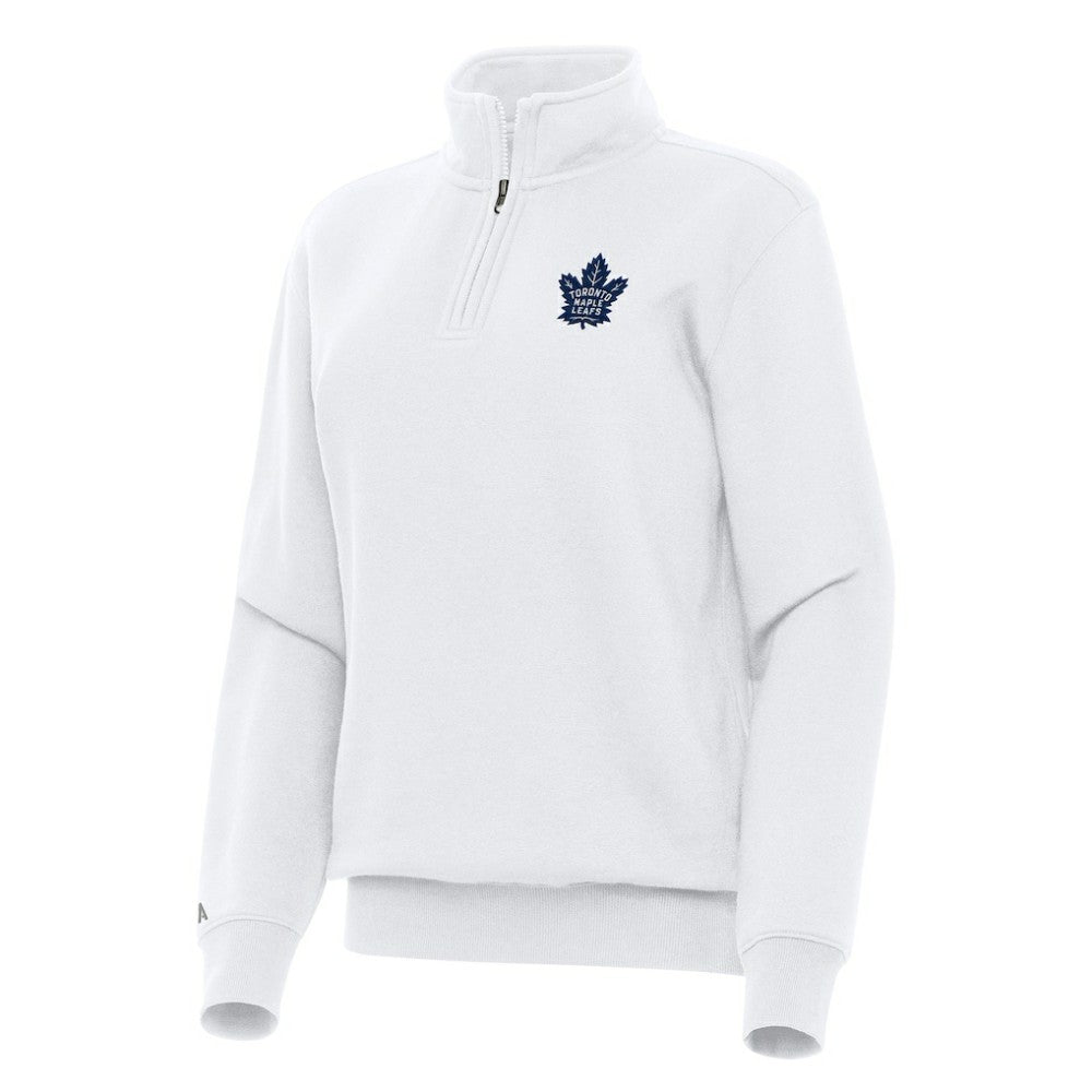 Toronto Maple Leafs Antigua Women's Victory Quarter-Zip Sweatshirt - White Sweatshirts