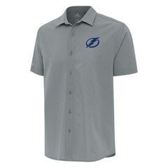 Tampa Bay Lightning Antigua Activate Woven Short Sleeve Button-Up Shirt - Gray