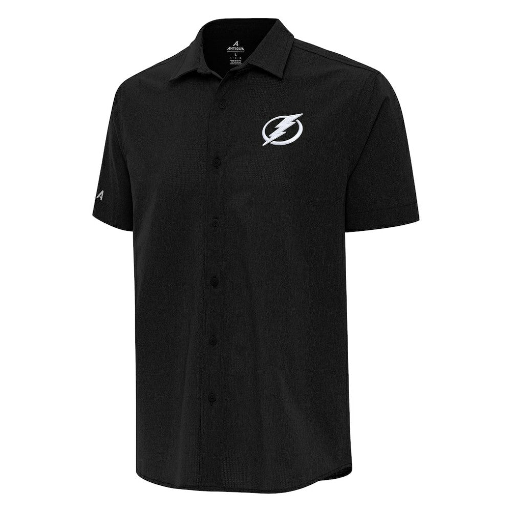 Tampa Bay Lightning Antigua Activate Woven Short Sleeve Button-Up Shirt - Black