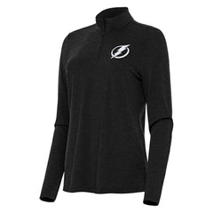 Tampa Bay Lightning Antigua Women's Bright Quarter-Zip Top - Heather Black Tops