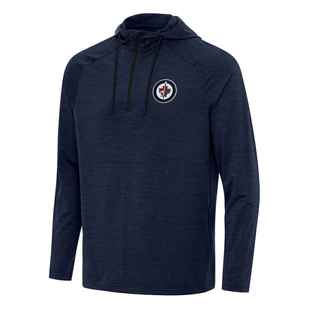 Winnipeg Jets Antigua Spikes Quarter-Zip Hoodie - Heather Navy Hoodies