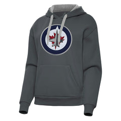 Winnipeg Jets Antigua Women's Victory Pullover Hoodie - Charcoal Hoodies