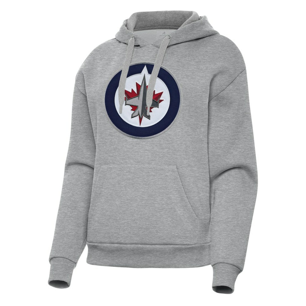 Winnipeg Jets Antigua Women's Victory Pullover Hoodie - Heather Gray Hoodies