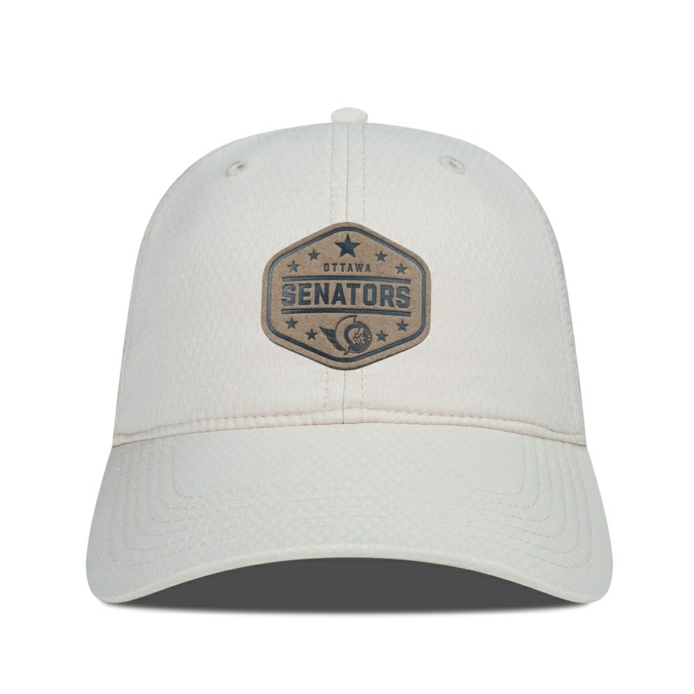 Ottawa Senators Men's Levelwear Faux Leather Patch Unstructured Adjustable Hat - Cream Hats