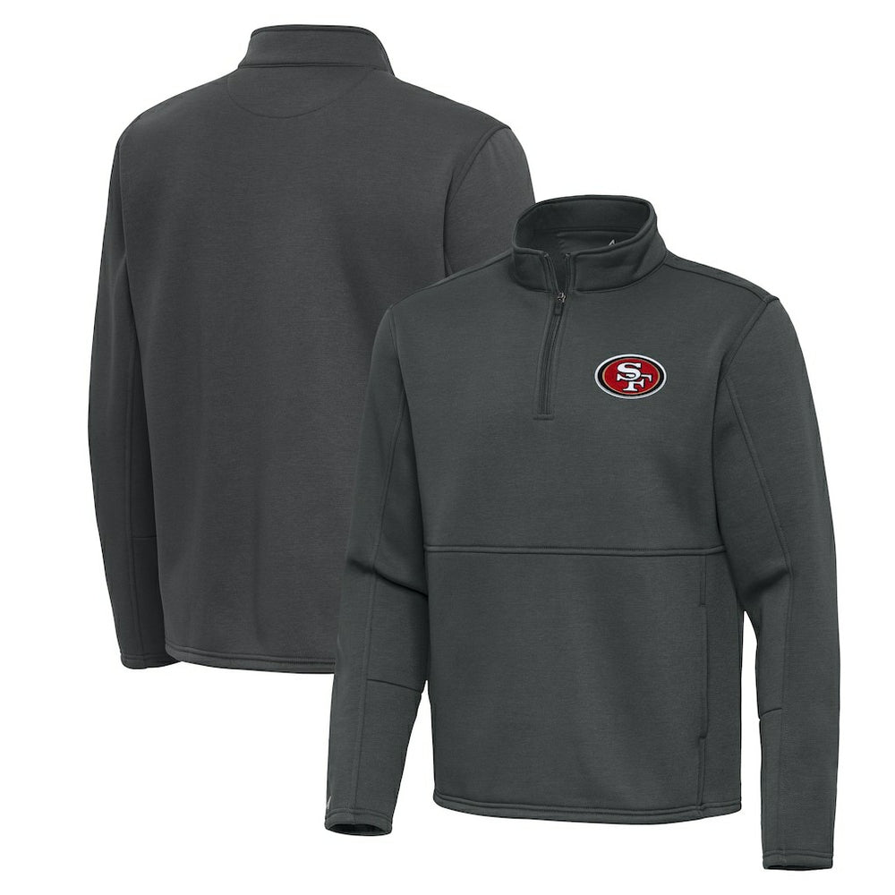 San Francisco 49ers Antigua Twist Quarter-Zip Pullover Jacket - Pewter on sale
