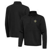 New Orleans Saints Antigua Twist Quarter-Zip Pullover Jacket - Black on sale