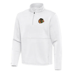 Chicago Blackhawks Antigua Twist Quarter-Zip Pullover Jacket - White Pullover