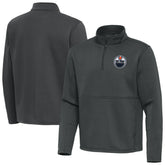 Edmonton Oilers Antigua Twist Quarter-Zip Pullover Jacket - Pewter Pullover