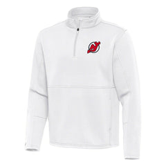 New Jersey Devils Antigua Twist Quarter-Zip Pullover Jacket - White Jerseys