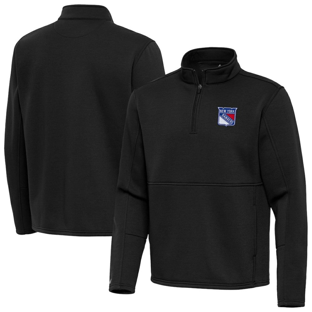 New York Rangers Antigua Twist Quarter-Zip Pullover Jacket - Black Pullover