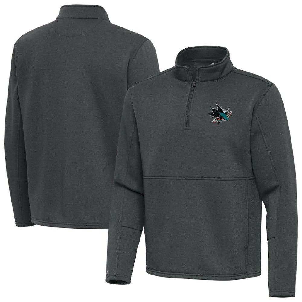 San Jose Sharks Antigua Twist Quarter-Zip Pullover Jacket - Pewter Pullover