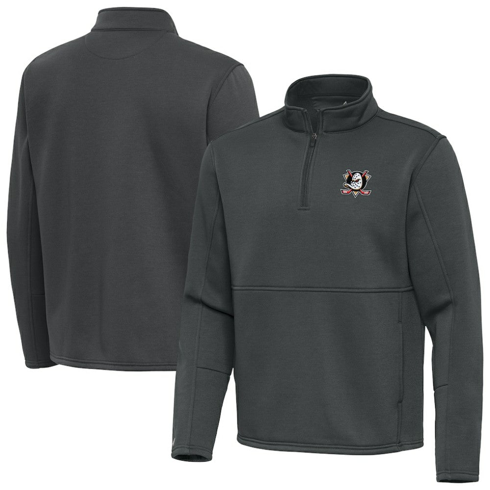 Anaheim Ducks Antigua Twist Quarter-Zip Pullover Jacket - Silver Pullover