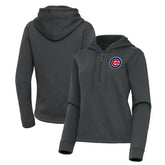 Chicago Cubs Antigua Women's Contemporary Quarter-Zip Hoodie Pewter