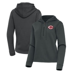 Cincinnati Reds Antigua Women's Contemporary Quarter-Zip Hoodie Pewter
